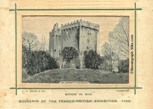 image of Blarney Castle, woven in black and white silk