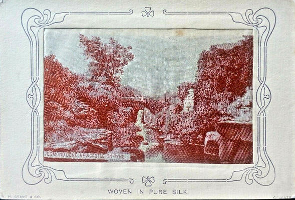same postcard, but with copper coloured silk background instead of usual black