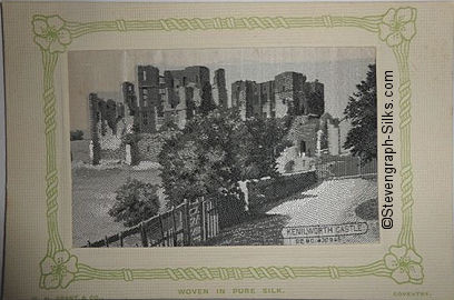 the printed design on this Grant woven silk postcard is of the very early design