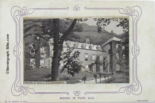 postcard of the Hall woven in black and white silk