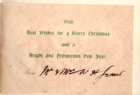 right hand inserted page of this undated Grant Christmas card, with printed greeting etc.