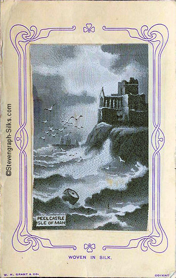 black & white silk image of castle on cliff edge being battered by waves