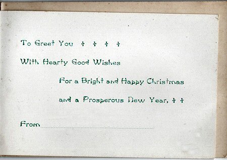 right hand inserted page of this undated Grant Christmas card, with printed greeting etc.