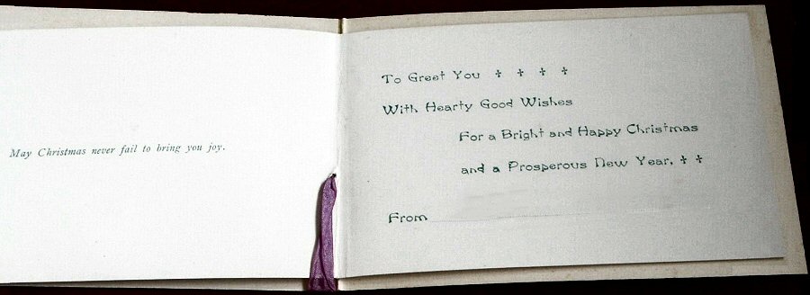 inserted pages of this undated Grant Christmas card, with motto on one leaf and greeting etc. on the other side