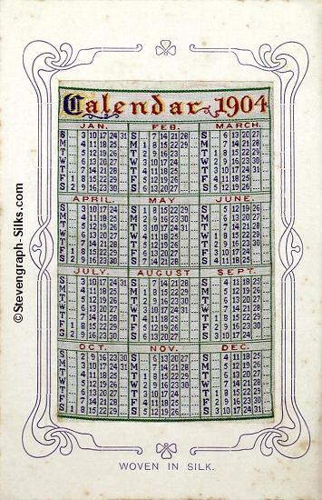 woven calendar for 1904 with Grant name