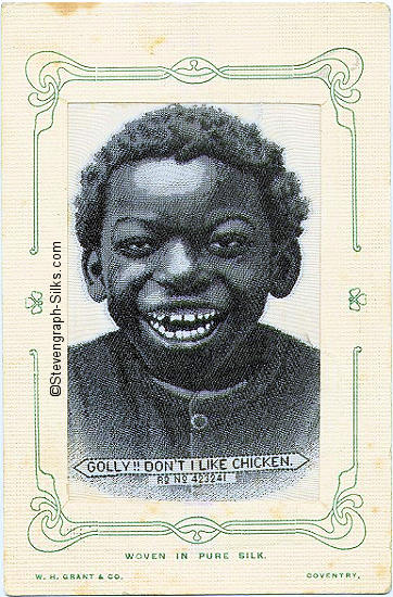 Silk postcard with portrait of smiling coloured boy
