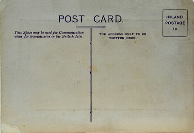 rear view of this normal sized postcard with printed green border on front more typical of the Franco-British large cards