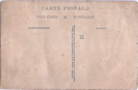 rear of this postcard with French printing