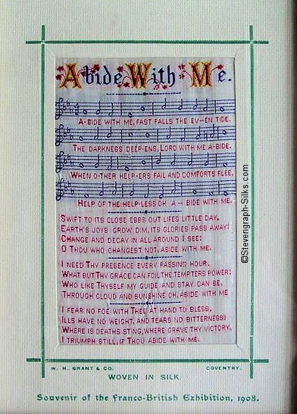 woven image of music with words of a verse, followed by three more verses