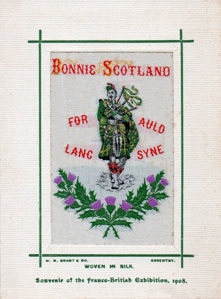 Colour image of Scottish piper and words