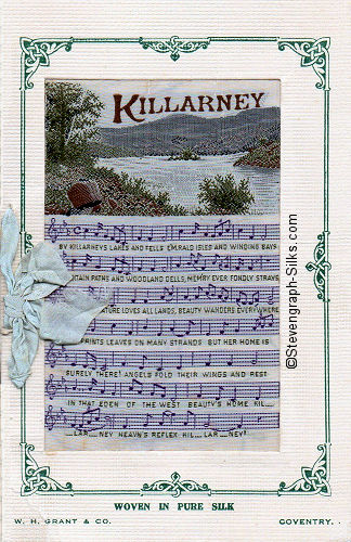 image of Lake Killarney, followed by woven words and music