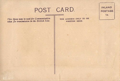 rear view of this postcard showing the normal postcard printing