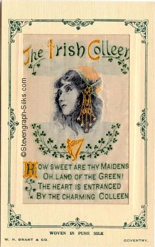 Colour image of portrait of Irish lass and poem.