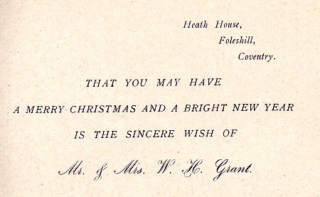 right hand inserted page of this undated Grant Christmas card, with printed greeting etc. from Mr & Mrs Grant