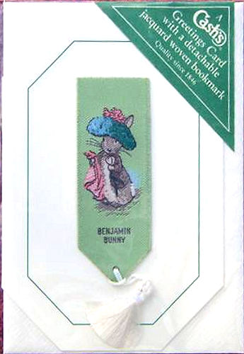 Cash's greeting card, with an attached woven bookmark titled: BENJAMIN BUNNY