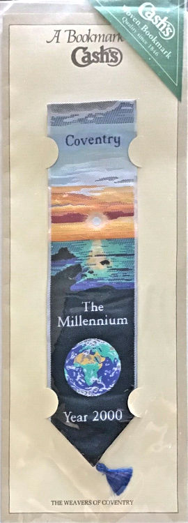 J & J Cash woven bookmark, with title words