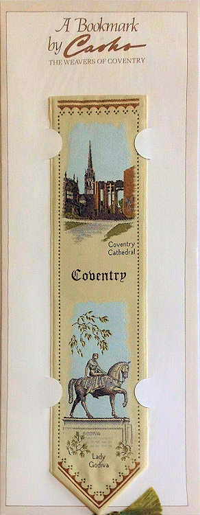 J & J Cash woven bookmark, with COVENTRY title word