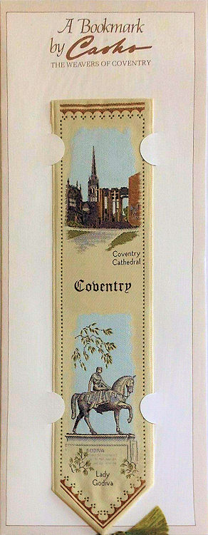 J & J Cash woven bookmark, with COVENTRY title word