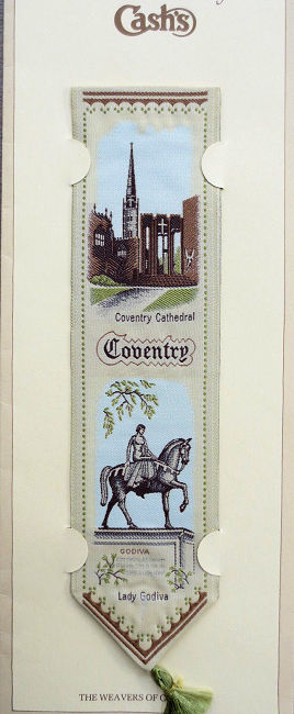 J & J Cash woven bookmark, with COVENTRY title word