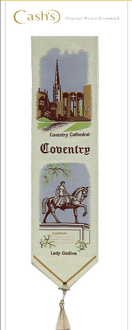 J & J Cash woven bookmark, with COVENTRY title word