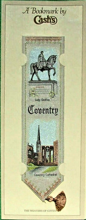 J & J Cash woven bookmark, with COVENTRY title word