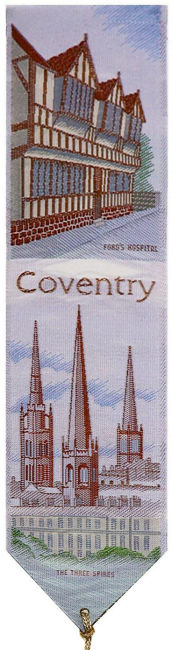 J & J Cash woven bookmark, with title words