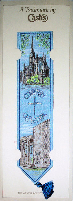 earlier J & J Cash woven bookmark, with COVENTRY CATHEDRAL title word