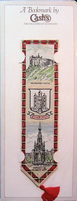 Cash's bookmark with title of EDINBURGH and images of the castle & Scott Monument