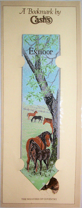 Cash's woven bookmark with woven title words and image of ponies