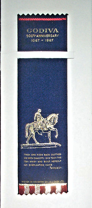 J & J Cash woven straight bookmark, with title words