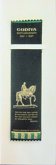 J & J Cash woven straight bookmark, with title words