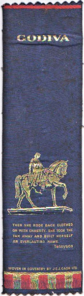 J & J Cash woven straight bookmark, with title words