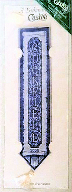 J & J Cash woven bookmark, with word, Cuckfield