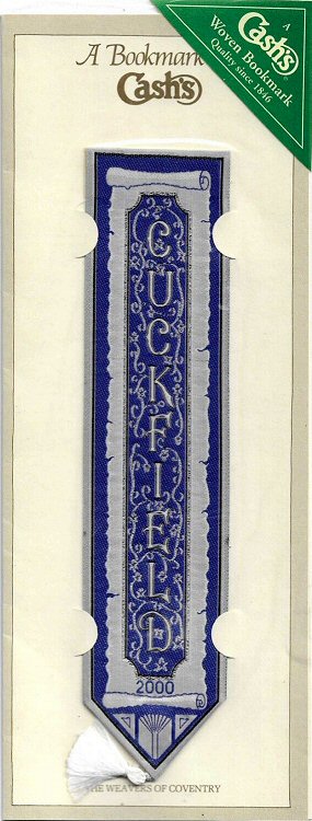 J & J Cash woven bookmark, with word, Cuckfield