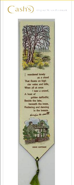 J & J Cash woven bookmark, with words of Wordsworth poem