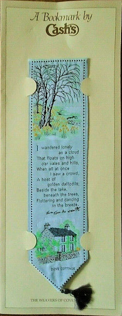 J & J Cash woven bookmark, with words of Wordsworth poem
