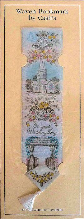 J & J Cash woven bookmark, with picture of a church and title words