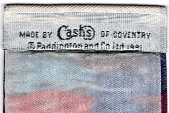 Cash's woven name and copyright notice on the reverse top turnover of this bookmark