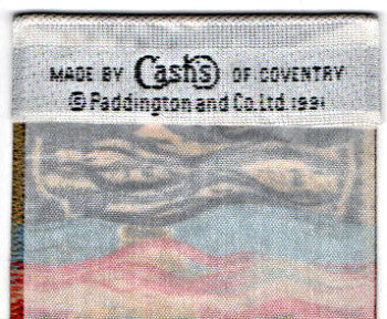 Cash's woven name and copyright notice on the reverse top turnover of this bookmark