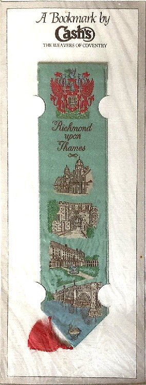 J & J Cash woven bookmark, with title word and four views