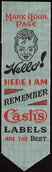 Cash's USA woven bookmark with woven title and advertising words
