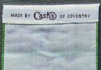 Cash's woven name on the reverse pointed end of this bookmark