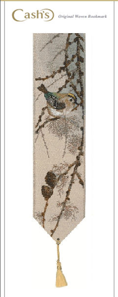 J & J Cash woven bookmark, with no words, but titled: GOLDCREST