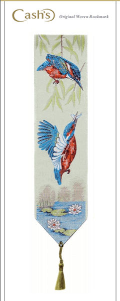 J & J Cash woven bookmark, with no words, but titled: KINGFISHER