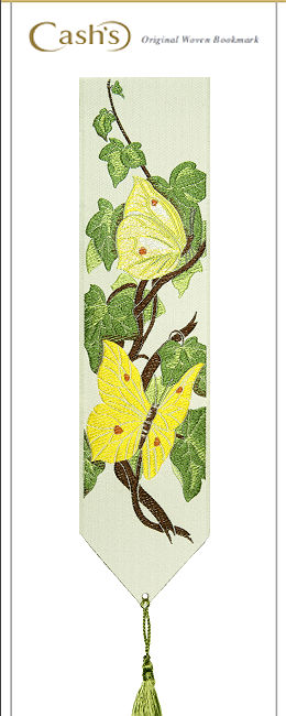 J & J Cash woven bookmark, with no words, but titled: BRIMSTONE butterfly