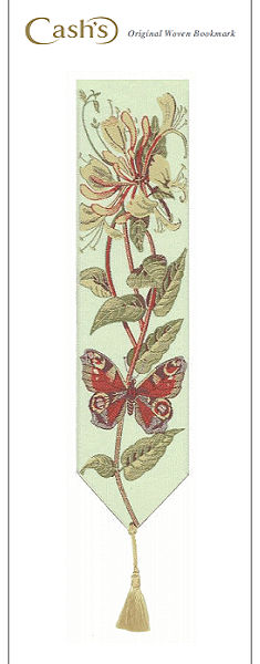 J & J Cash woven bookmark, with no words, but titled: PEACOCK BUTTERFLY