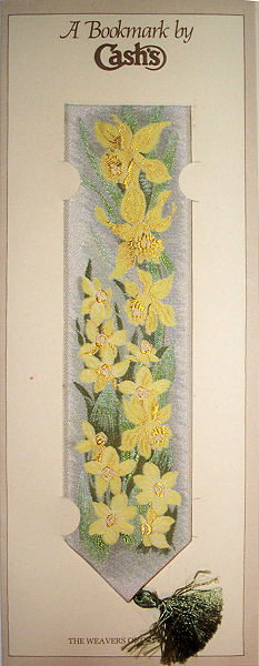 J & J Cash woven bookmark, with no words, but titled: Daffodil