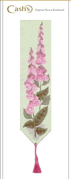 J & J Cash woven bookmark, with no words, but titled: FOXGLOVE
