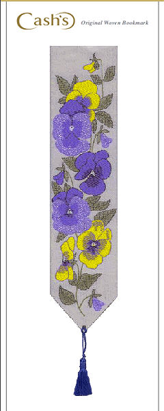 J & J Cash woven bookmark, with no words, but titled: PANSY