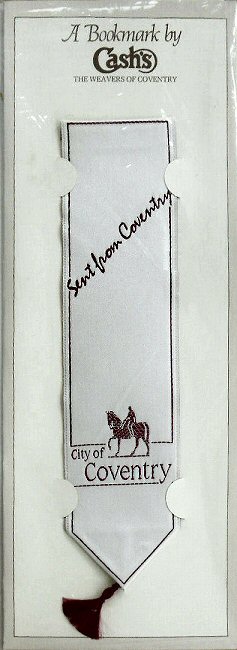 J & J Cash woven bookmark, with title words